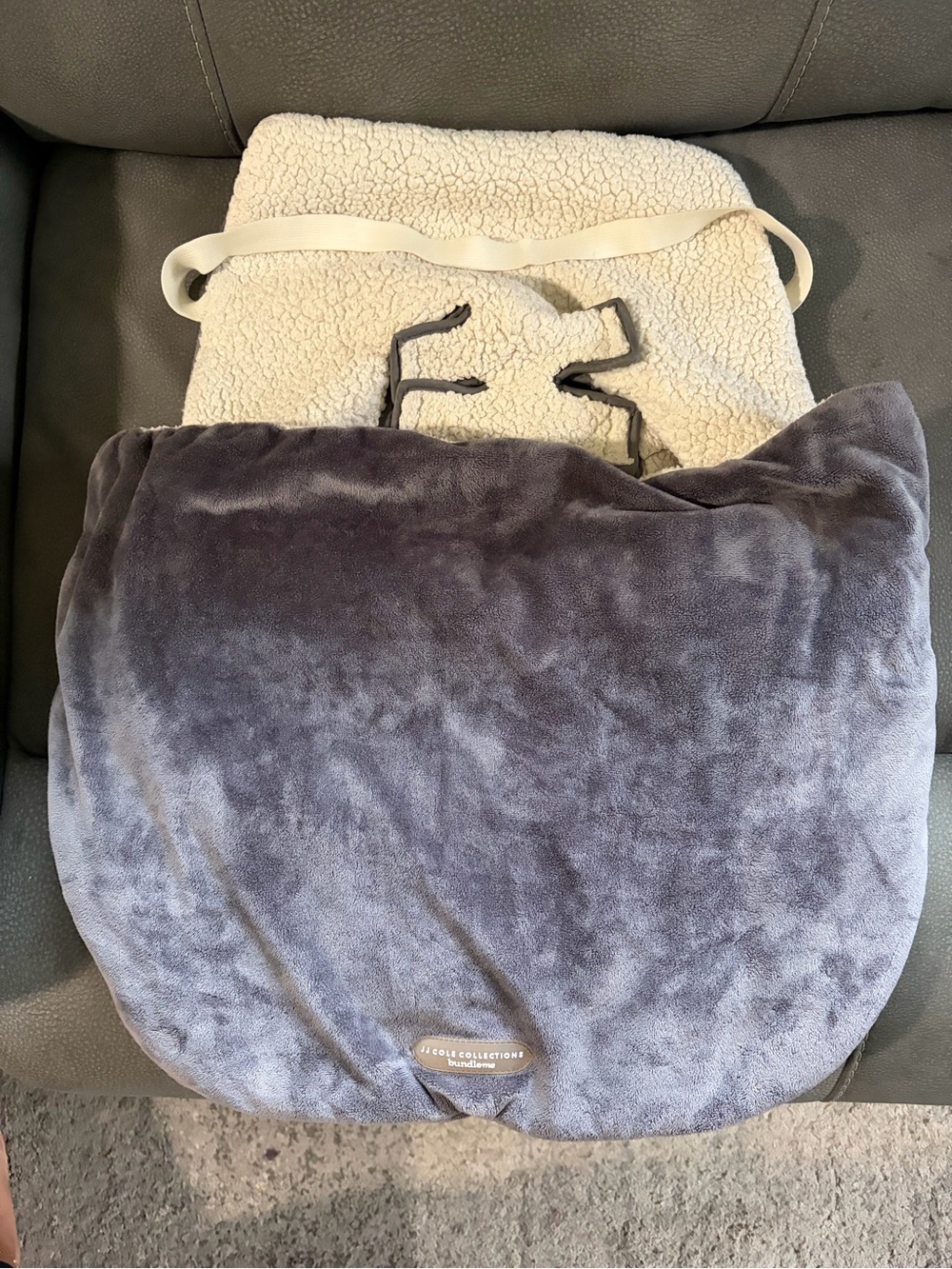 Plush Two-Tone Carseat Liner and Cover Cream & Gray